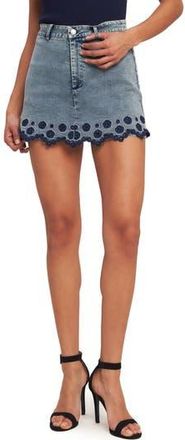 Flying Tomato Embroidered Denim Miniskort in Acid Blue at Nordstrom Rack, Size Medium