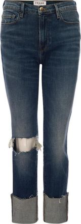 Frame Denim Le Nouveau Straight Raw Big Cuff Jeans - Dames - Loose Fit Jeans - Blauw - W24 - Katoen - Jeans