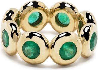 Octavia Elizabeth 18kt yellow gold emerald eternity ring - women - Stone/18kt Yellow Gold - 7