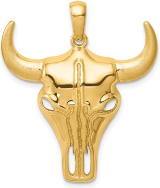 Diamond2Deal 14k Yellow Gold Steer Skull Pendant