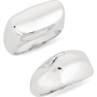 Leith 2-Pack Assorted Signet Rings in Silver at Nordstrom Rack, Size Medium/large