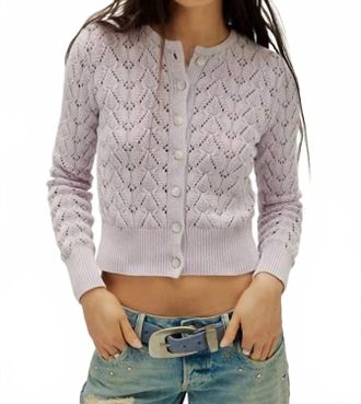 Free People Pretty In Pointelle Cardigan In Orchid Hush