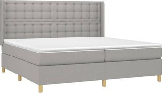 vidaXL Cama Box Spring Con Colch&oacute;n Tela Y Led Gris Claro 200x200 Cm Vidaxl