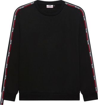 GCDS Gcds, Hoodies & sweatvesten, Heren, Zwart, S, Katoen, Logo Tape Crewneck