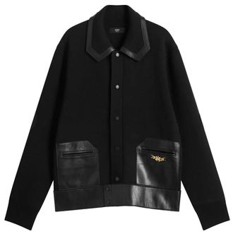 Amiri CARDIGAN / LEATHER FRONT- Alabaster