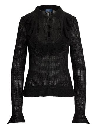 Polo Ralph Lauren open-knit pullover - women - Polyester/Viscose - S - Black