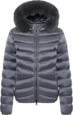 Colmar Chevron Quilted Padded Down Coat with Detachable Faux Fur Hood
