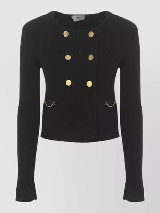 Elisabetta Franchi viscose double breasted cardigan ribbed chain