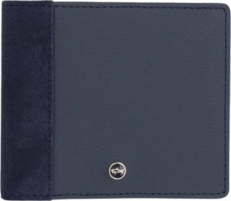 Paul & Shark Monogram Leren Portemonnee - Heren - Portefeuilles - Blauw - ONE Size - Leer - Accessoires