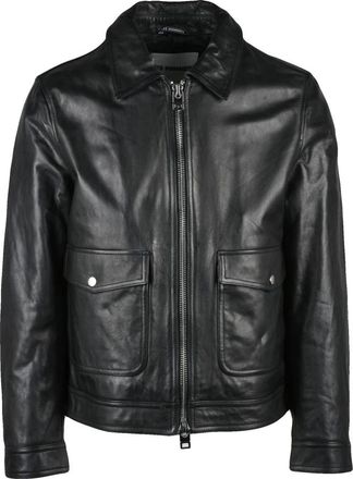 Les Hommes Jassen, Heren, Zwart, L, Leer, Leren Jas