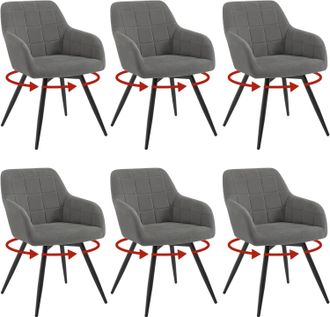 Woltu Woltu - Sill&oacute;n Giratorio Tapizado Moderno (6 Unidades), Color Gris Oscuro