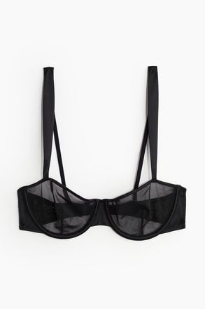 H&M Unwattierter Balconette-BH aus Mesh - Schwarz