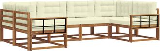 vidaXL Conjunto De Sof&aacute;s De Exterior 6 Uds. Natural Y Crema Vidaxl