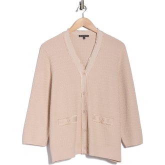 Adrianna Papell V-Neck Fringe Cardigan in Champagne Blush at Nordstrom Rack, Size 2X