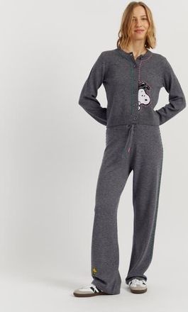 Chinti and Parker Wool-Cashmere Snoopy Peep Cardigan in Grey at Nordstrom, Size X-Large