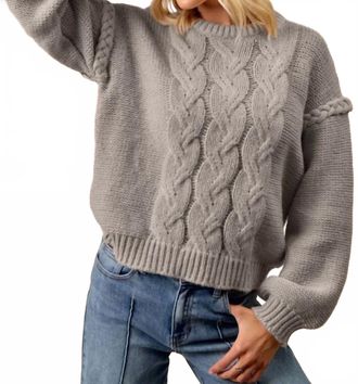 Bibi Braided Knit Sweater In Heather Grey