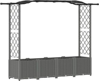 vidaXL Cama Elevada Con Trellis Y Techo Gris Claro 204 X 40 X 138 Cm Vidaxl