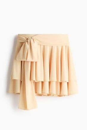H&M Tiered Tie-belt Skirt in Light Yellow at Nordstrom, Size X-Small
