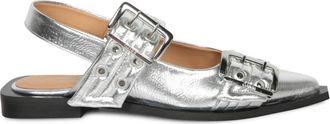 Ganni Metallic Sandalen voor Vrouwen - Dames - Ballerinas - Grijs - 36 EU - Schoenen