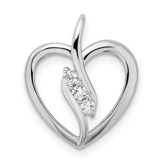 Diamond2Deal 14K White Gold Lab Grown Diamond Open Heart Pendant (0.09ct, VS, G-H)