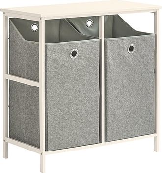 SoBuy Cesto Para Ropa Sucia Con 2 Compartimientos Extra&iacute;bles Mueble Organizador Para Lavadora 77 X 38 X 80 Cm Bzr57-w Sobuy Es