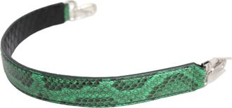 Dolce & Gabbana Womens Black Green Exotic Leather Bag Shoulder Strap And Python