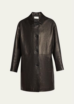 The Row Donata Leather Single-Breasted Coat