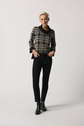Joseph Ribkoff Cowl Neck Sweater In Black Multi