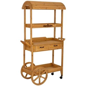 Wanderlust Deco Carro Expositor Estanteria De Madera Marr&oacute;n 97x48x49h Cm