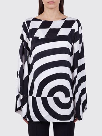 Dries Van Noten Blusa in viscosa a maniche lunghe con stampa optical e vestibilit&agrave; relaxed