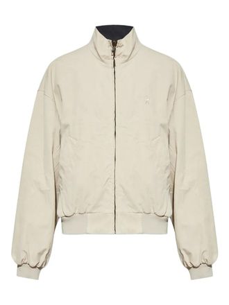 Balenciaga logo-embroidered bomber jacket - Neutrals