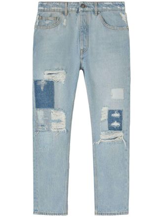 Palm Angels ripped straight-leg jeans - Blue