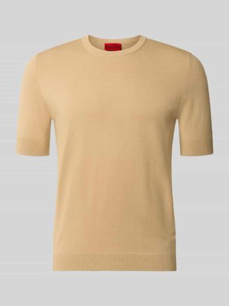 HUGO BOSS Slim Fit T-Shirt aus Feinstrick Modell SAN CARL-CV in Beige, Gr&ouml;&szlig;e XXL