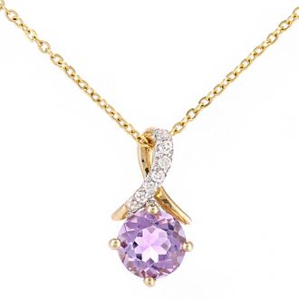 Diamant L'&eacute;ternel Womens 9ct Yellow Gold 0.47ct Amethyst and 0.02ct Diamond Pendant - One Size