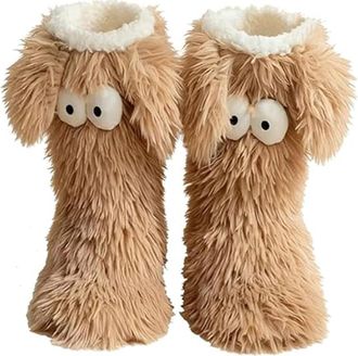 Generic Friends Cozy Socks, Womens Winter Warm Fuzzy Non-Slip Slipper Socks with Cute Big Eyes, Winter Home Socks