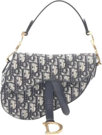 Dior Borsa Saddle Pre-owned in Jacquard Obliquo e Pelle - - Pre-owned - Donna - Blu - ONE SIZE