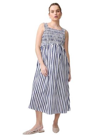 Ingrid & Isabel Square Neck Smocked Maxi Dress in Indigo Stripe at Nordstrom, Size X-Large
