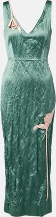 Erdem Floral-applique satin midi dress