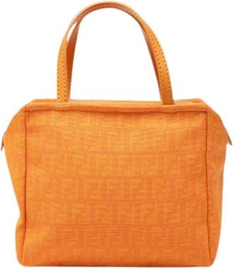 Fendi Pre-owned Handbags, female, Orange, Size: ONE SIZE Pre-owned Vintage Canvas Handbag