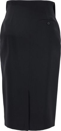 Alexander McQueen Womens Black Wool Skirt With Foldover Waist