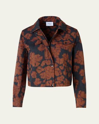 Akris Ikat Flower Motorbike Jacket in Cotton Canvas