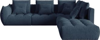 MICADONI 7-Sitzer Design Ecksofa Bloom mit Eckteil rechts - Strukturstoff