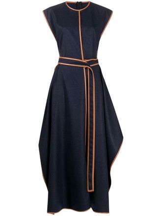 Stella McCartney Eloise contrast-trim maxi-dress - women - Viscose/Wool - 38 - Blue