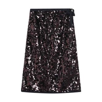 Prada Midi Skirts, female, Purple, Size: 2XS Elegant Long Skirt in Plum