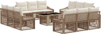 vidaXL Conjunto De Sof&aacute;s De Jard&iacute;n 13 Uds. Beige Y Blanco Crema Vidaxl