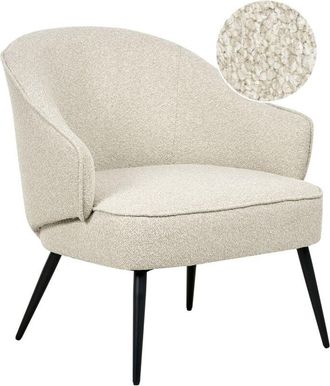 Beliani Beliani - Sillón industrial para sala de estar tapizado de bouclé borreguito patas negras con reposabrazos curvos beige claro Kayla