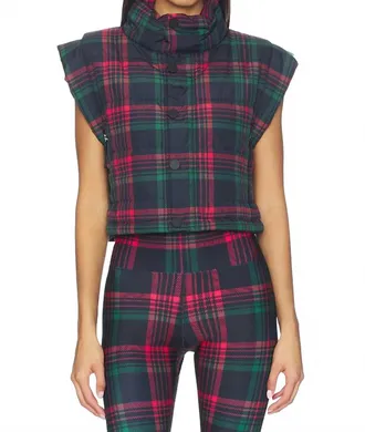 Beach Riot Canyon Puffer Vest In Ribbon Plaid