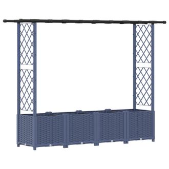 vidaXL Cama Elevada Con Trellis Y Techo Gris 203 X 40 X 138 Cm Pp Vidaxl