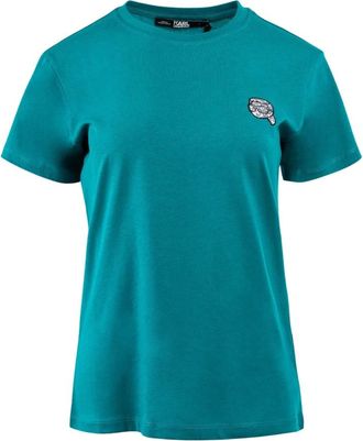 Karl Lagerfeld Iconic Dames T-shirt Groen - Dames - T-shirts - Groen - XS - Katoen - Tops
