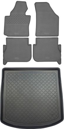 OEM Volkswagen Touran I 1t Van (5 Puertas) De 2003/08/2015 Set - Alfombrillas Goma + Alfombrilla Maletero